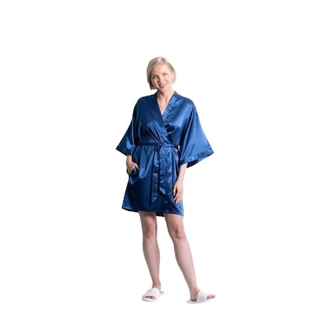 Towelsoft Satin Kimono Midnight Short Robe for Women Large/X-Large SatinR-L-BLK